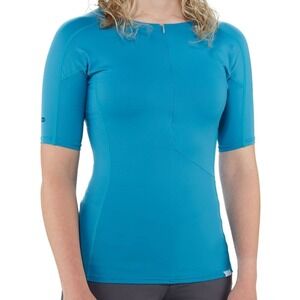 NRS Women's H2Core Rashguard Short Sleeve‎ Shirt L Fjord Teal Blue NEW